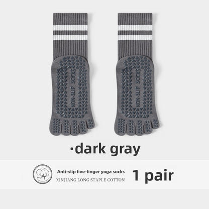 Five-Finger Yoga Socks, Non-Slip, Professional Women's Summer Pilates Training Indoor Sports Special Fitness Long Tube Split-Toe Socks