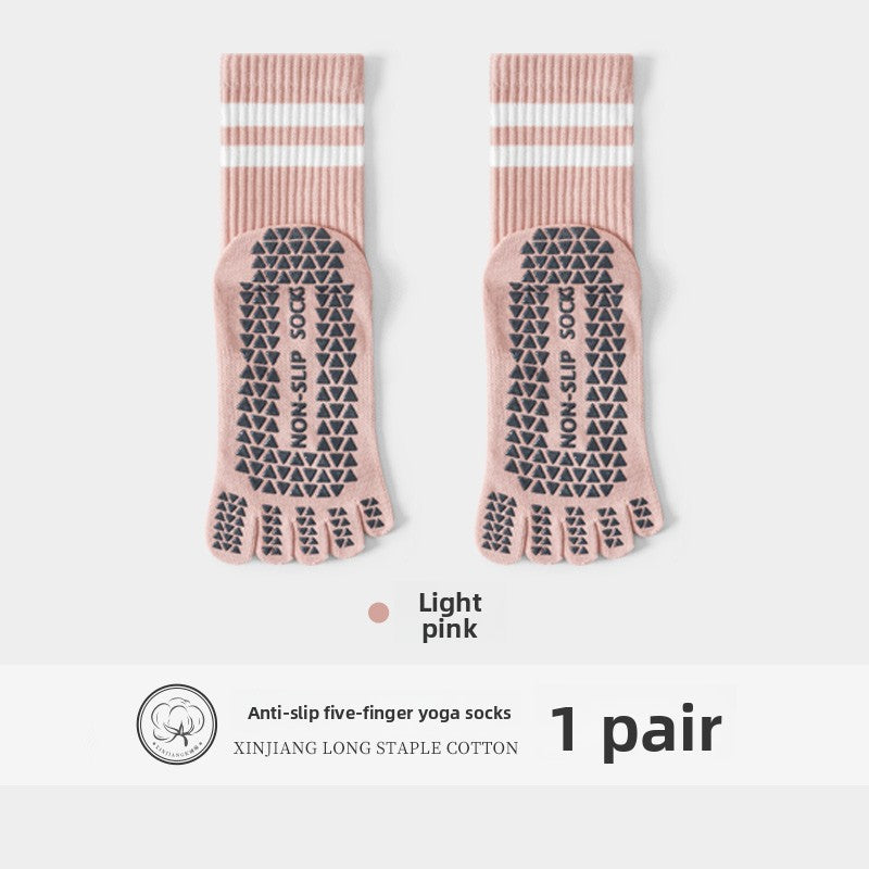 Five-Finger Yoga Socks, Non-Slip, Professional Women's Summer Pilates Training Indoor Sports Special Fitness Long Tube Split-Toe Socks