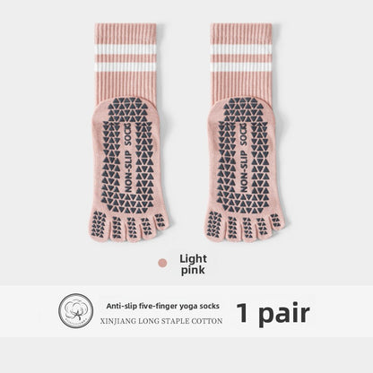 Five-Finger Yoga Socks, Non-Slip, Professional Women's Summer Pilates Training Indoor Sports Special Fitness Long Tube Split-Toe Socks