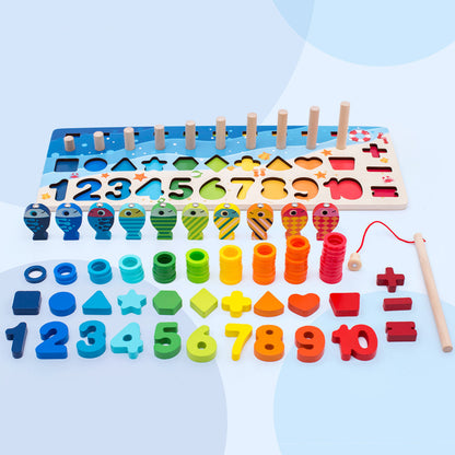 Five-in-One Wooden Educational Toy for Early Learning