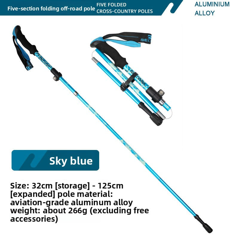 Five-Section Telescopic Aluminum Trekking Pole with Foam Handle
