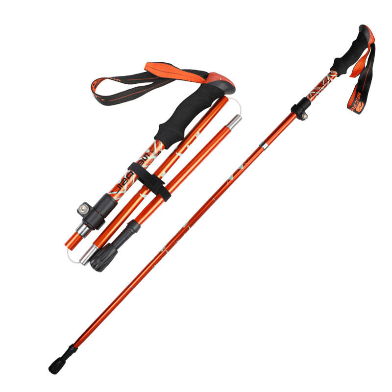 Five-Section Telescopic Aluminum Trekking Pole with Foam Handle