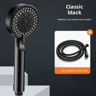 Five-Speed Pressurized Shower Head with Hose
