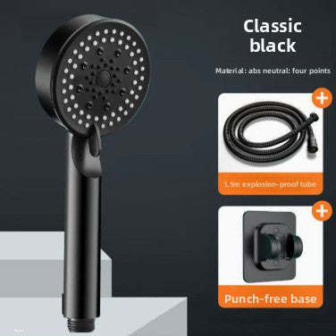 Five-Speed Pressurized Shower Head with Hose