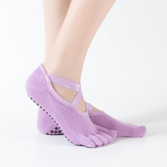 Five-Toe Cotton Yoga Socks with Anti-Slip Dots