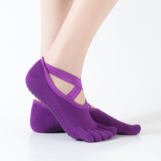 Five-Toe Cotton Yoga Socks with Anti-Slip Dots