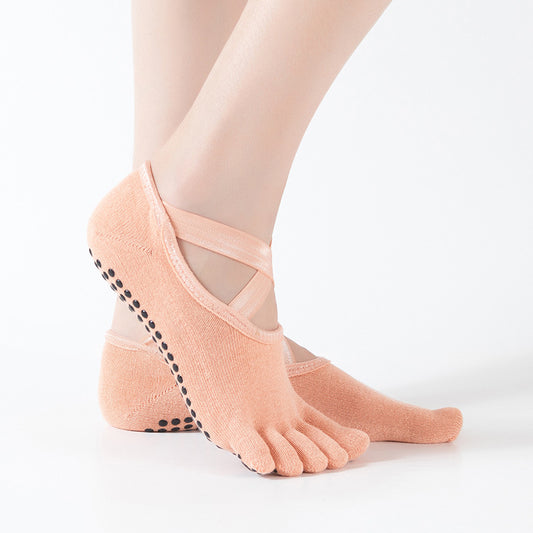 Five-Toe Cotton Yoga Socks with Anti-Slip Dots