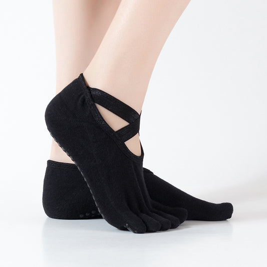 Five-Toe Cotton Yoga Socks with Anti-Slip Dots