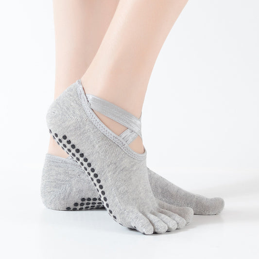 Five-Toe Cotton Yoga Socks with Anti-Slip Dots