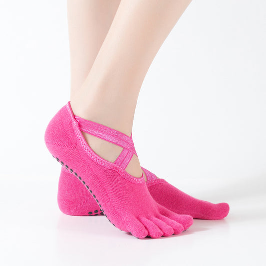 Five-Toe Cotton Yoga Socks with Anti-Slip Dots