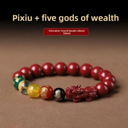 Five-way God of Wealth Cinnabar Bracelet