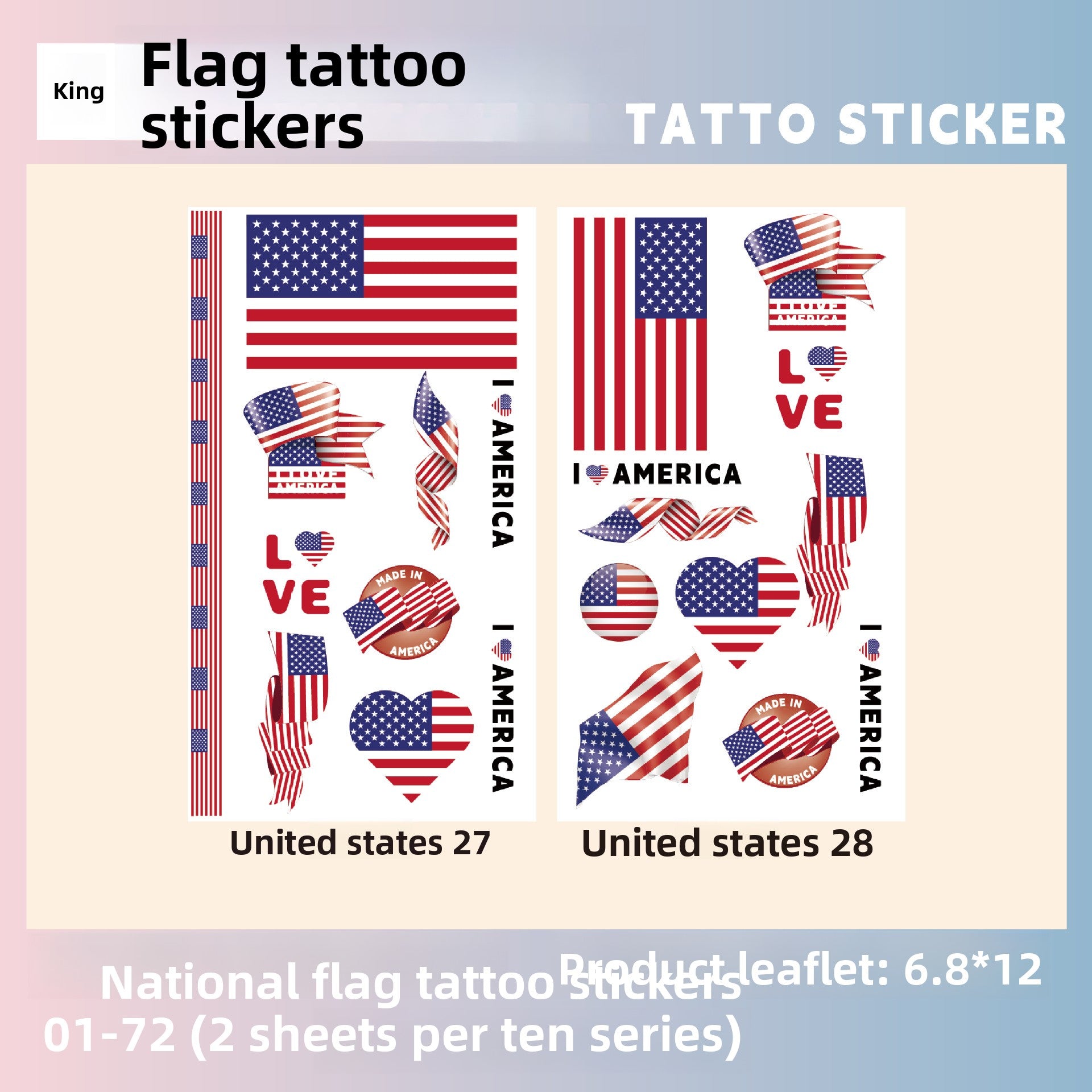 Flag Pattern Tattoo Stickers
