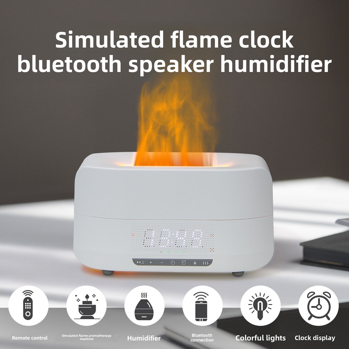Flame Aromatherapy Machine with Humidifier and Bluetooth Speaker