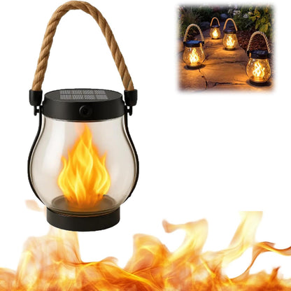 Flame lamp hung with hemp rope