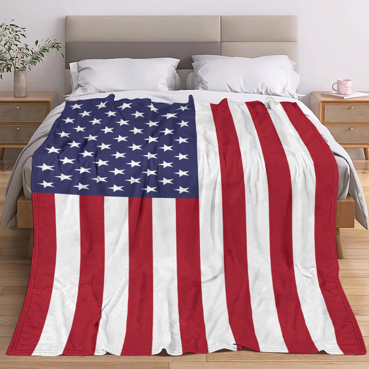 Flannel American Flag Printed Blanket