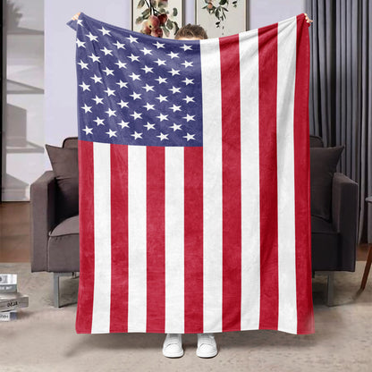 Flannel American Flag Printed Blanket