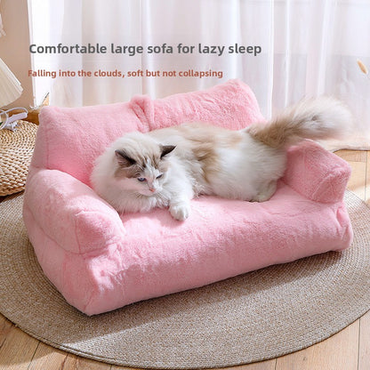 Flannel Pet Bed Warm Cat Sofa Kennel Nest Mat