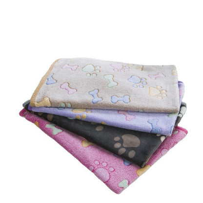 Flannel Pet Blanket with Paw Print Design