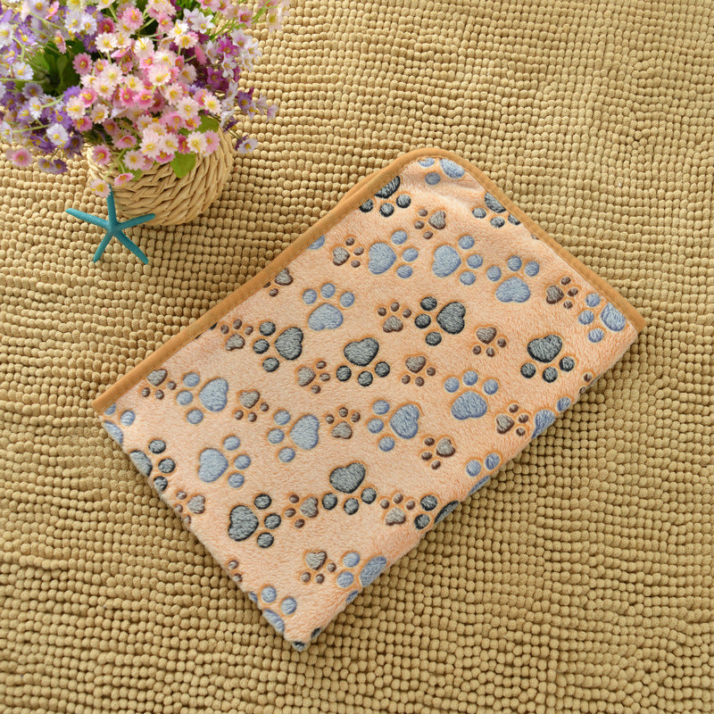 Flannel Pet Blanket with Paw Print Design