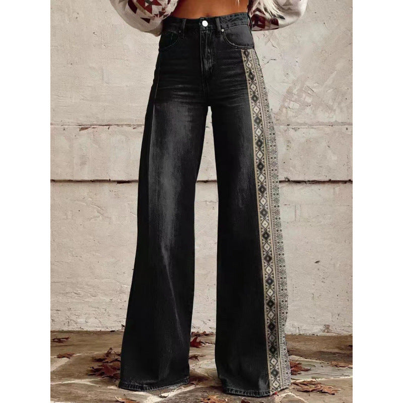 Flare Denim Print Pants