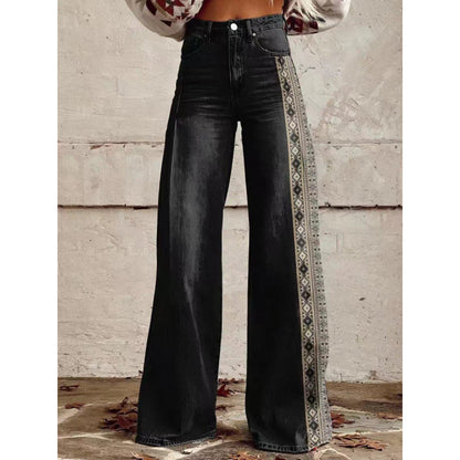 Flare Denim Print Pants