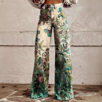 Flare Denim Print Pants