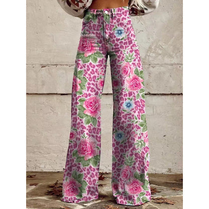Flare Denim Print Pants