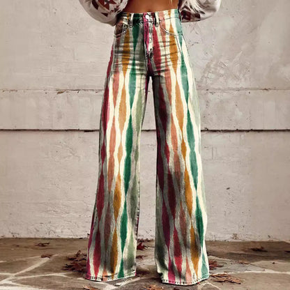 Flare Denim Print Pants