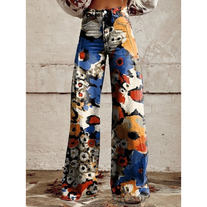 Flare Denim Print Pants
