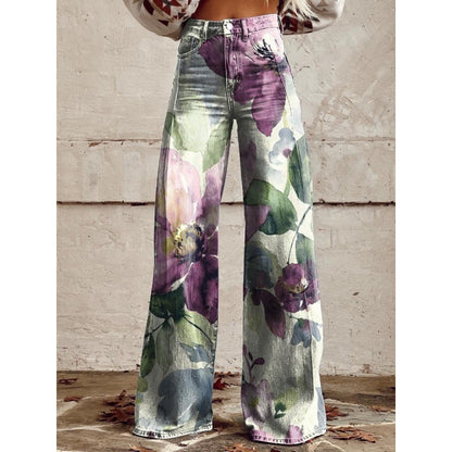 Flare Denim Print Pants