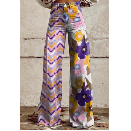 Flare Denim Print Pants