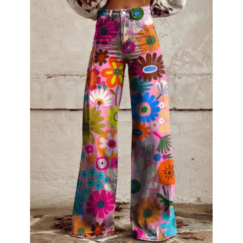 Flare Pants with 3D Heat Transfer Print