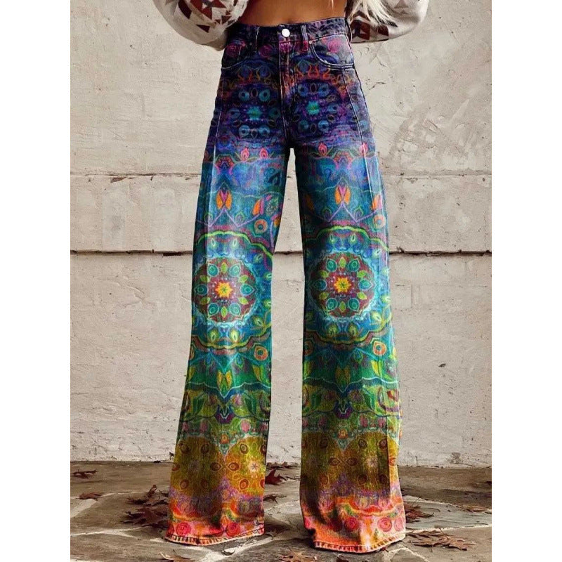Flare Pants with 3D Heat Transfer Print
