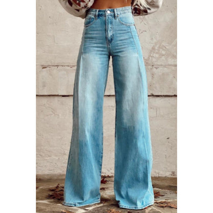 Flared Denim Print Pants
