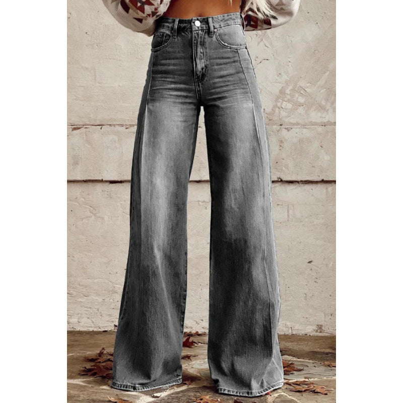 Flared Denim Print Pants