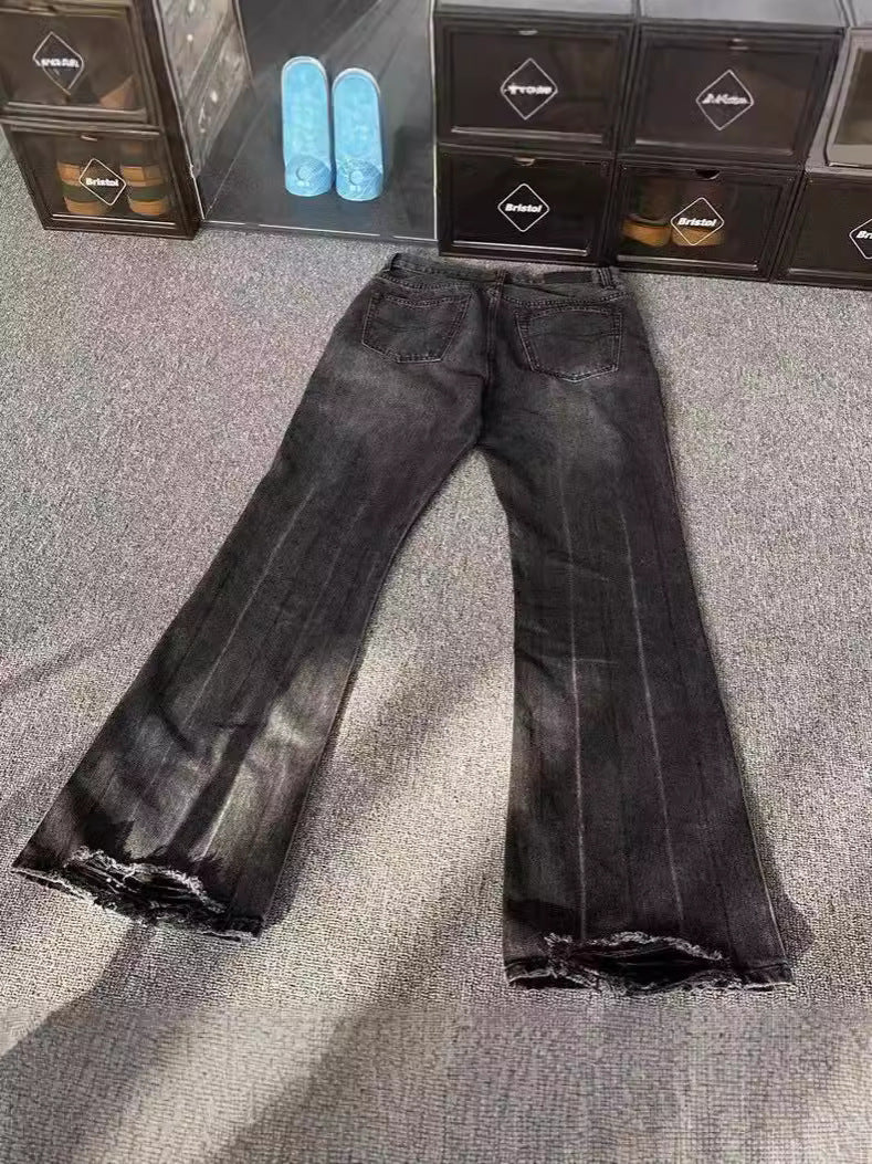 Flared Distressed Denim Jeans