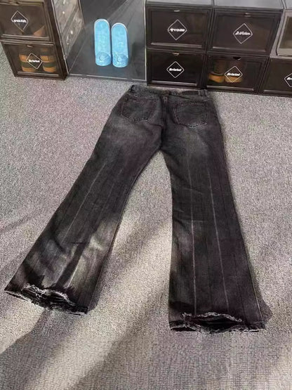 Flared Distressed Denim Jeans
