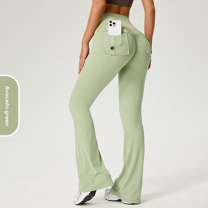 Flared High-Waisted Yoga Pants with Pockets
