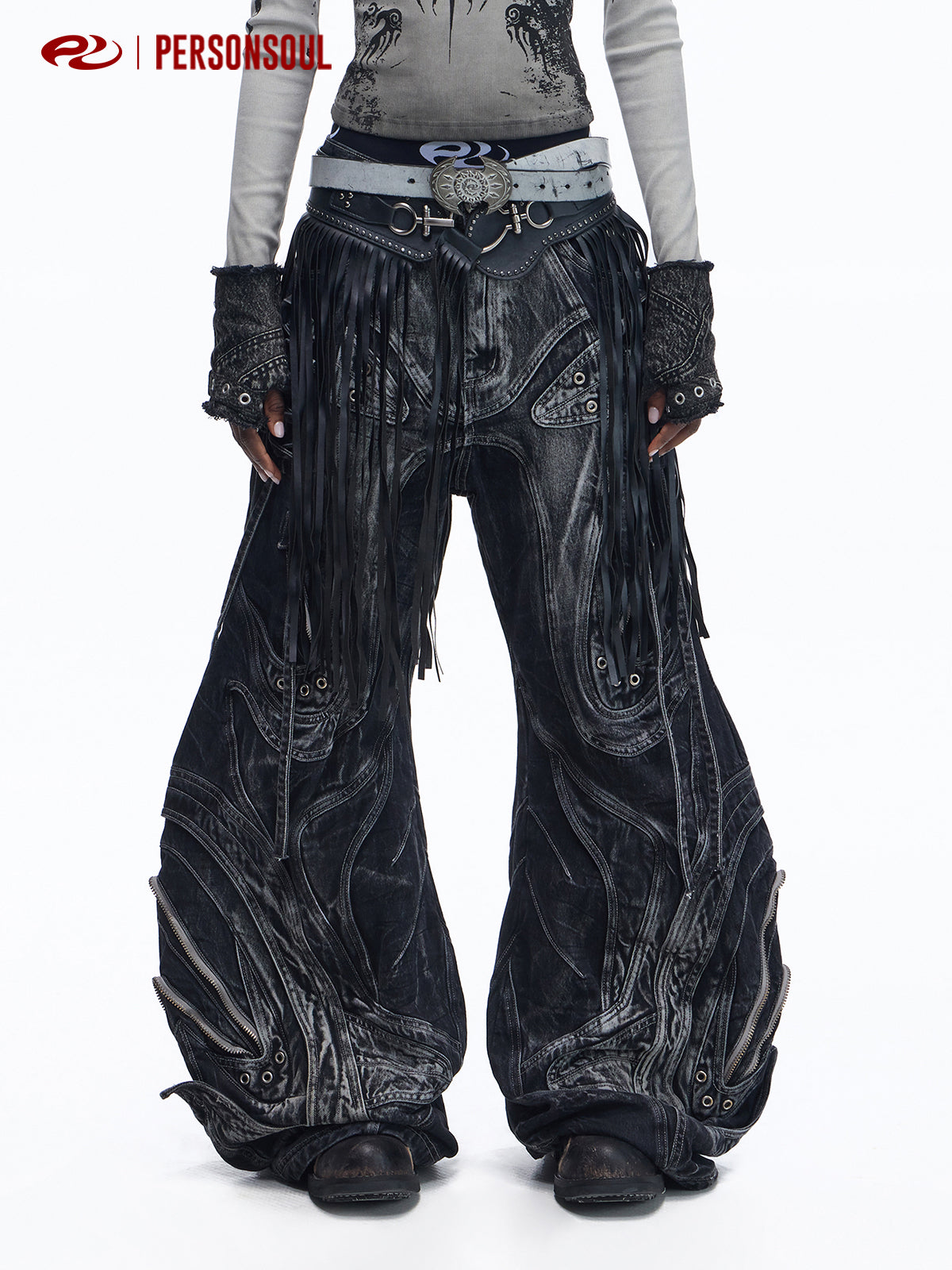 Flared patchwork jeans