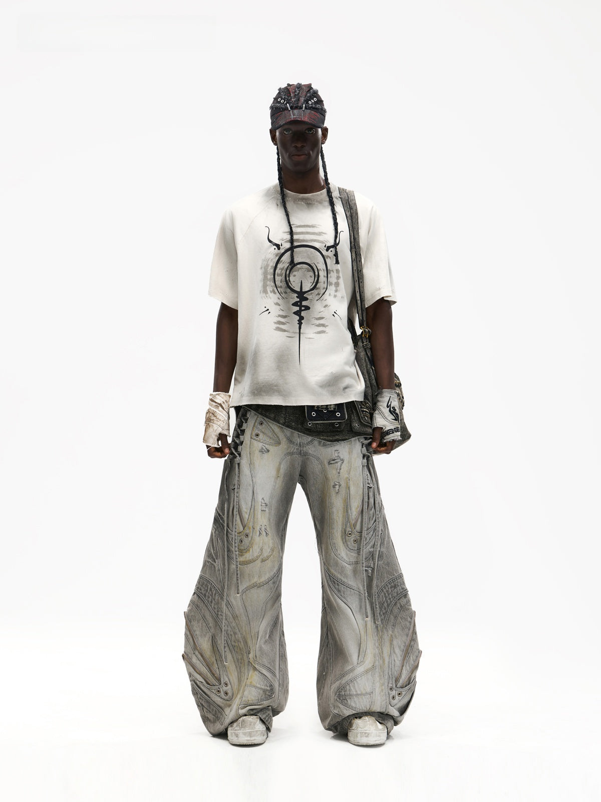 Flared patchwork jeans