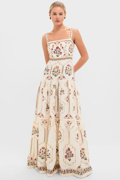 Flared Sleeveless Floral Dress