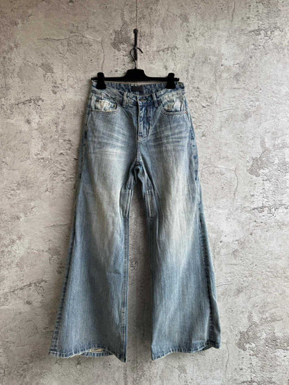 Flared Washed Denim Jeans