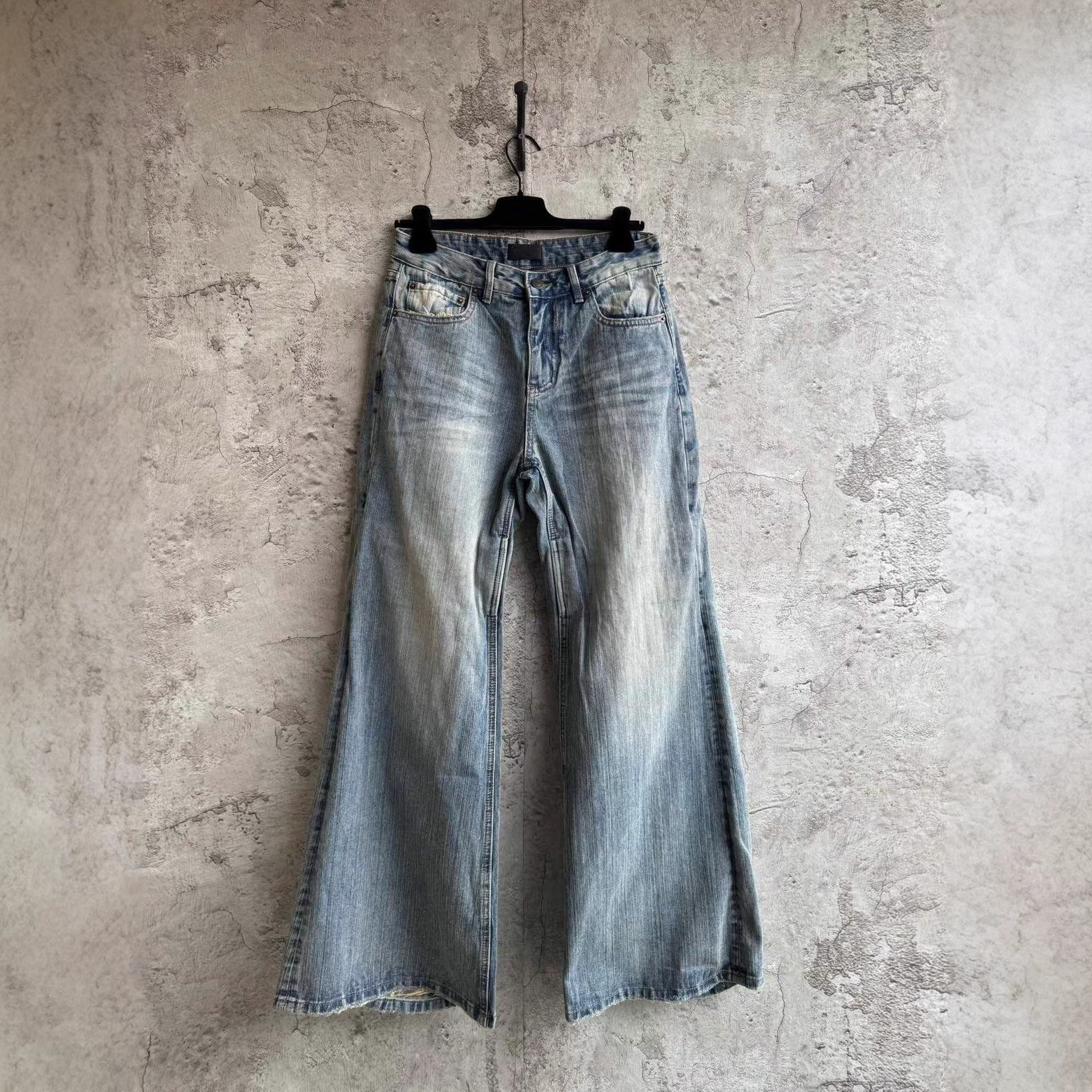 Flared Washed Denim Jeans
