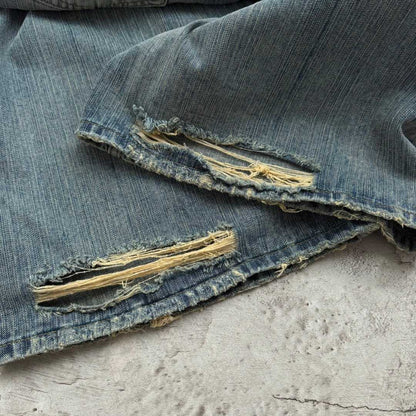Flared Washed Denim Jeans
