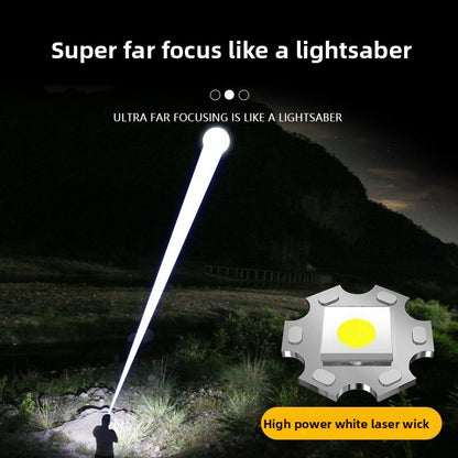 Flashlight with aluminum head and white laser long-range shooting