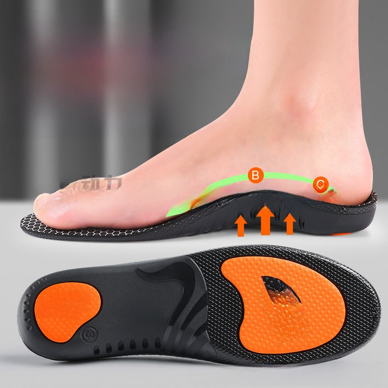 Flat arch support, sweat-absorbing and odor-resistant insoles