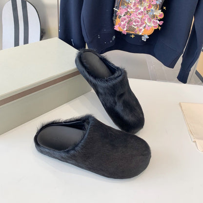 Flat Casual Horse Hair Half Drag Men's Shoes