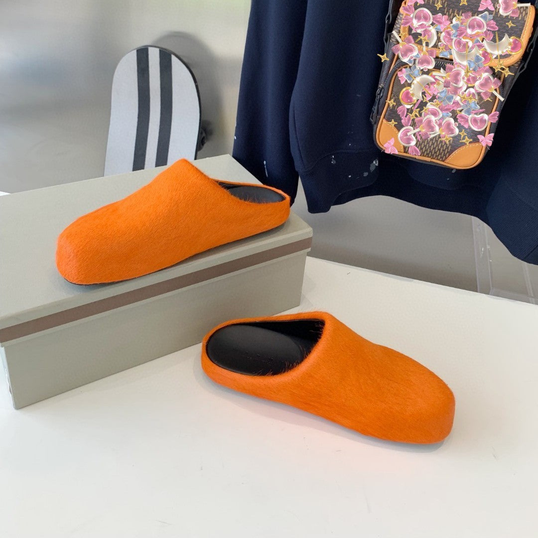 Flat Casual Horse Hair Half Drag Men's Shoes