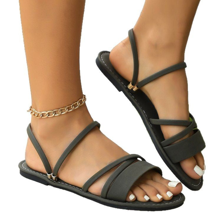 Flat cross-belt beach women's shoes