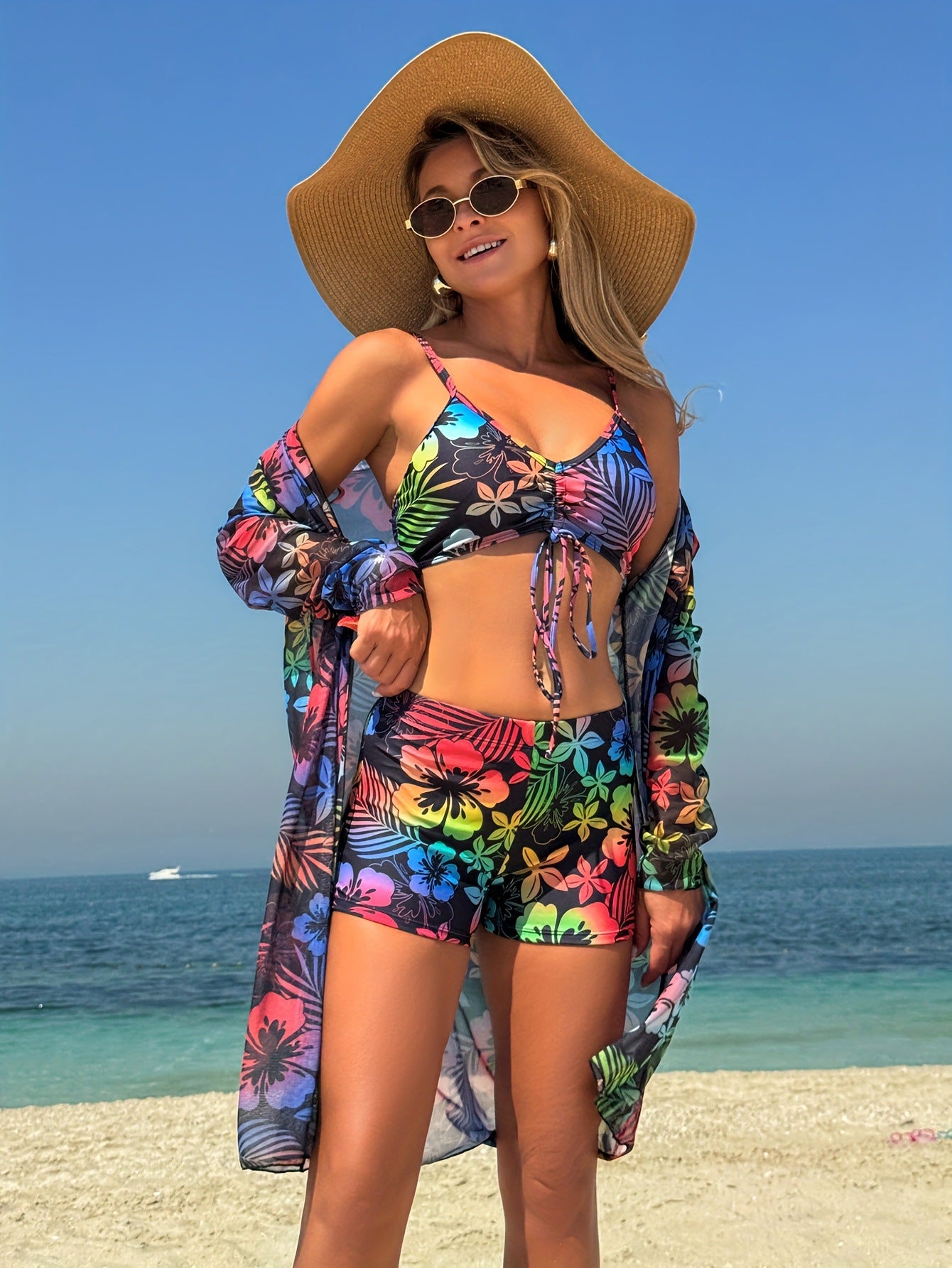 Flat-front briefs bikini set